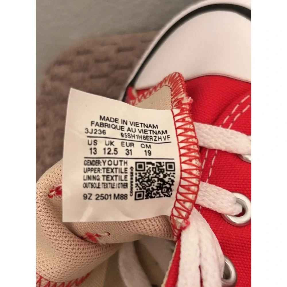 CONVERSE ALL STAR RED (3J236) Youth (kids) Size 13 New In Box